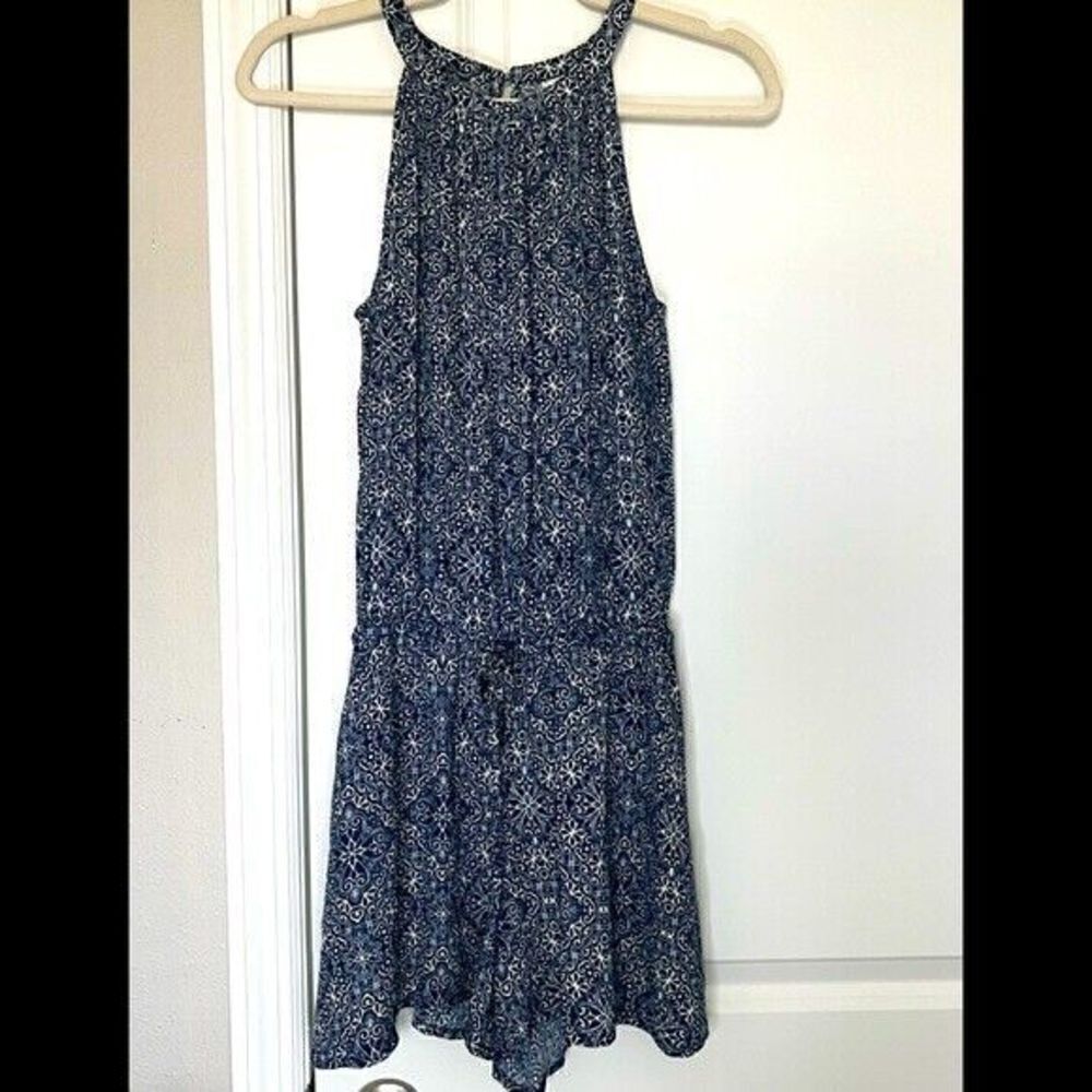 GAP Blue & White Paisley Womens Racerback Romper Size XS